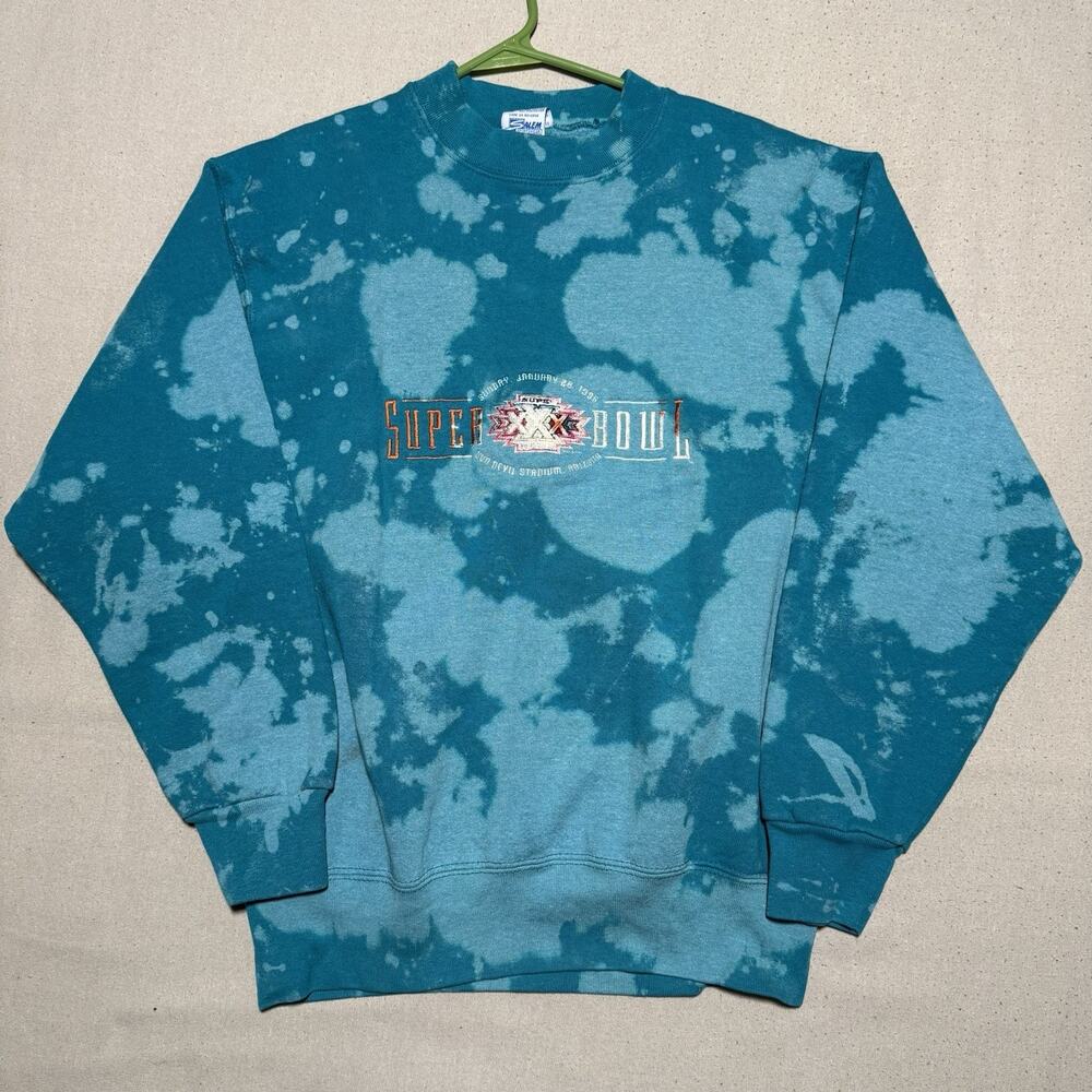 Vintage 90s Salem Tie-Dye NFL Super Bowl XXX Sweatshirt Size M Made in USA - Picture 2 of 9